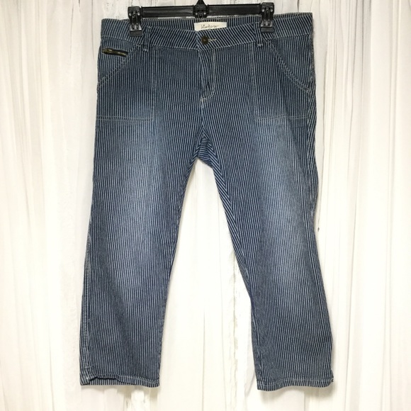 Blue and white stripe train conductor jean capris size 13 - Picture 2 of 7